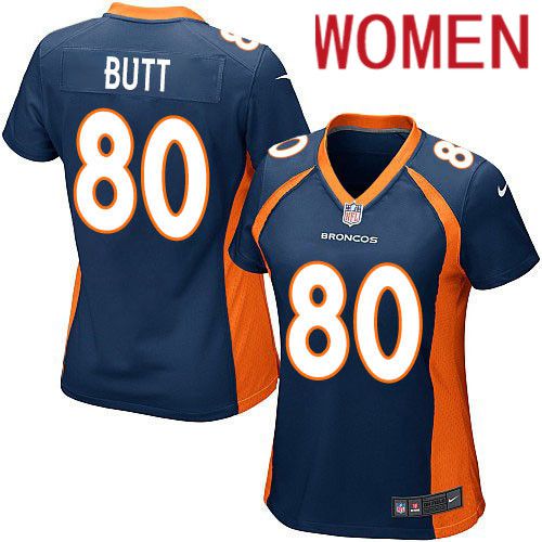 Women Denver Broncos #80 Jake Butt Nike Navy Game NFL Jersey